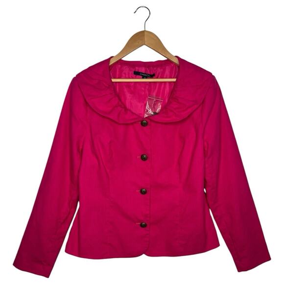 Chadwicks Jackets & Blazers - Chadwicks Blazer Womens 14 Pink Linen Jacket Peter Pan Collar Career Wear